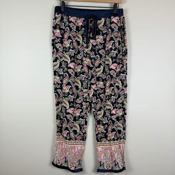 Umgee Paisley Print Womens Pants Large Multi Elastic Straight Leg Trousers Boho - Picture 1 of 8
